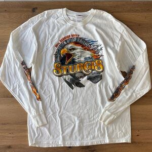Harley-Davidson White and Orange Long Sleeve Tee